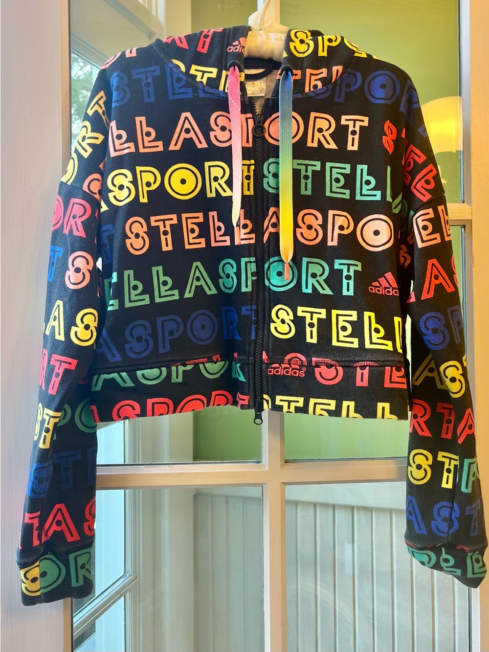 Stella McCartney Sport x Adidas Boxy Rainbow Logo Zip Hoodie 🌈